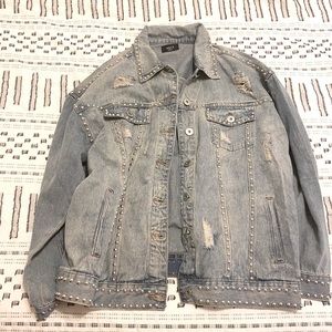 VICI - Denim Oversized Studded Jacket - SMALL